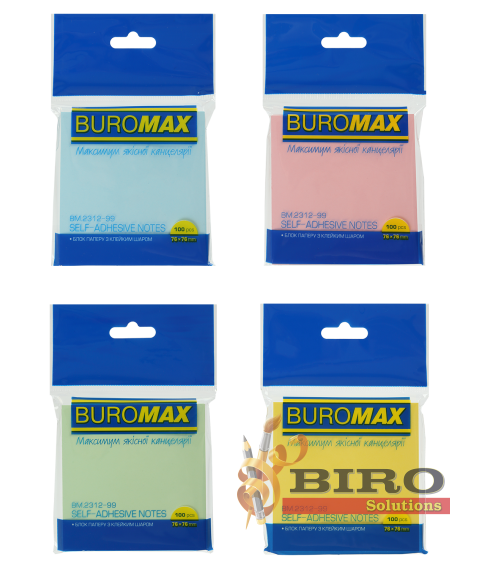 Hîrtie pentru notițe cu lipici 76x76 mm 100 Foi, Buromax